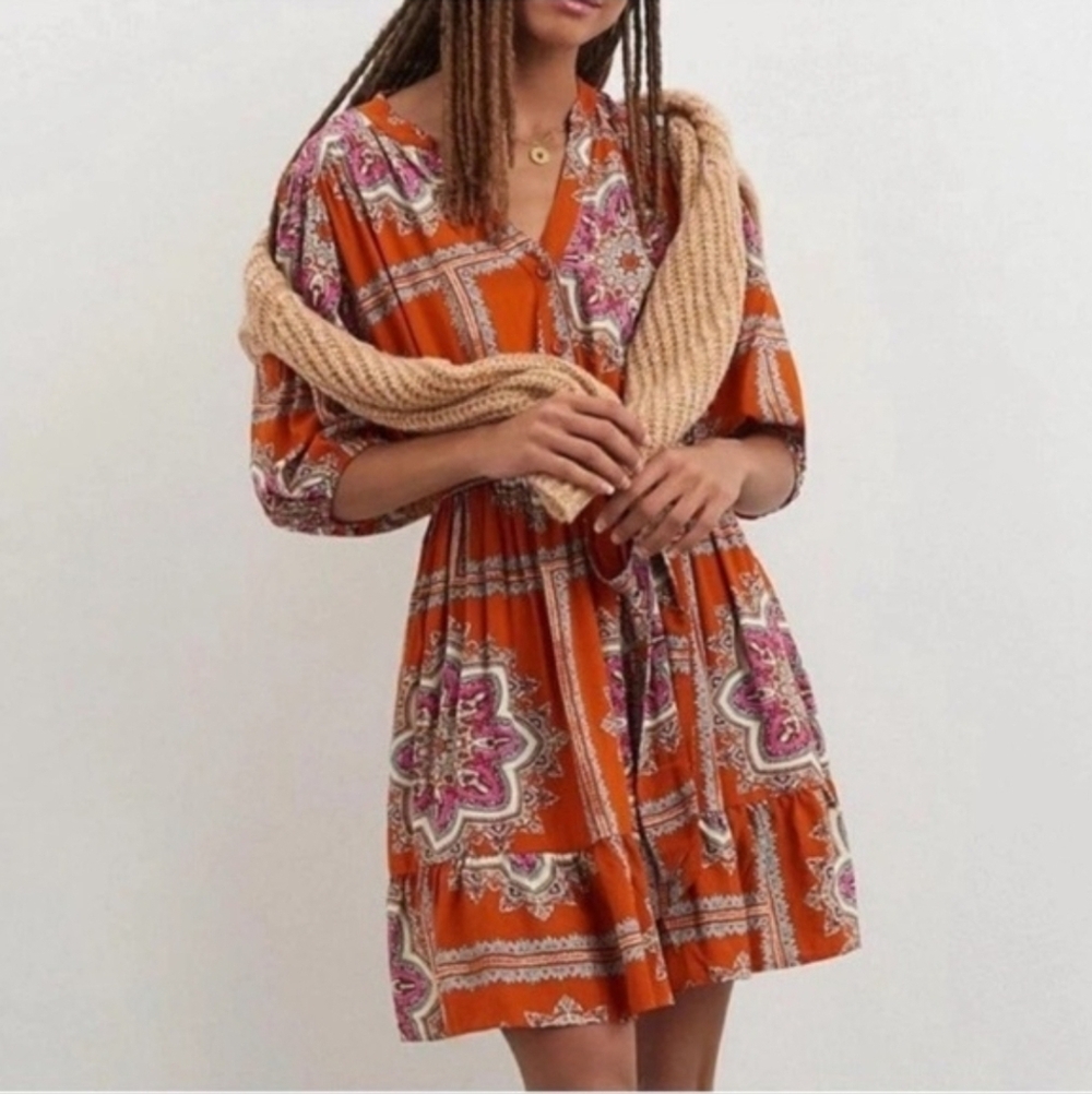 Porridge Isabel Dark Orange Mini Dress Small